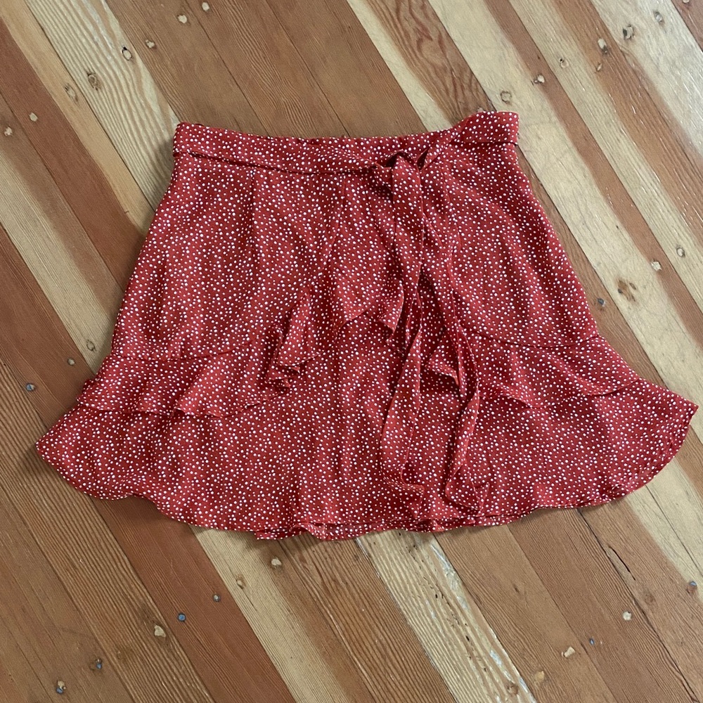 Altar'd State Rust Polka Dot A-Line Ruffled‎ Skirt Large